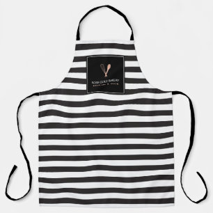 Luxe Gestreepte Roos Gouden Whisk Lepel Logo Schort