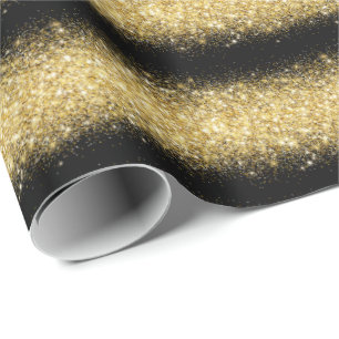 Luxe Gift Popular Black Gold Glitter Cadeaupapier