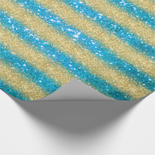Luxe Gift Popular Blue Gold Glitter Cadeaupapier (Hoek)