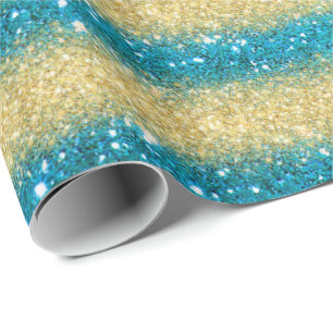 Luxe Gift Popular Blue Gold Glitter Cadeaupapier