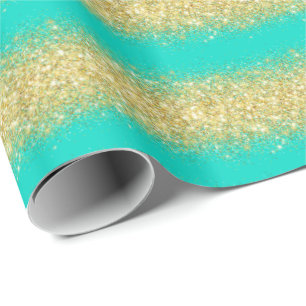 Luxe Gift Popular Turquoise Gold Glitter Cadeaupapier