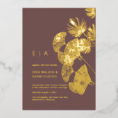 Luxe Gingko Leaf Real Gold Wedding Folie Uitnodiging (Voorkant)