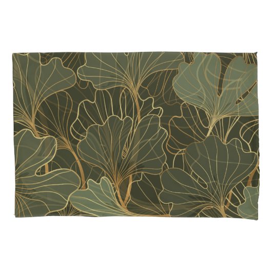 Luxe Ginkgo Gold Line Art Kussensloop (Voorkant)
