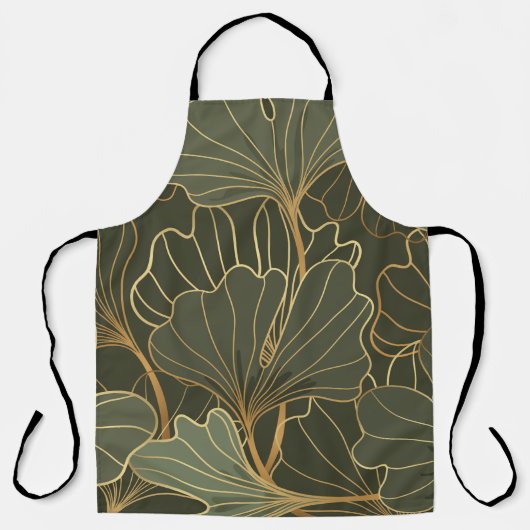 Luxe Ginkgo Gold Line Art Schort (Voorkant)