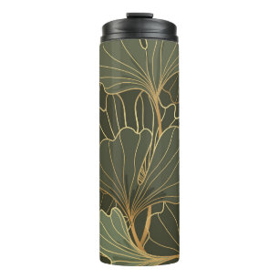 Luxe Ginkgo Gold Line Art Thermosbeker