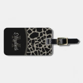 Luxe Giraffe print elegant monogram en naam Bagagelabel (Voorkant horizontaal)