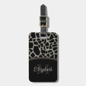 Luxe Giraffe print elegant monogram en naam Bagagelabel (Voorkant verticaal)