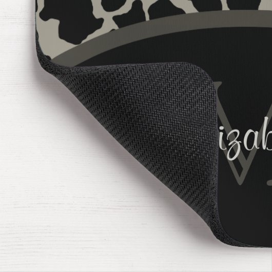 Luxe Giraffe print elegant monogram en naam Muismat (Hoek)