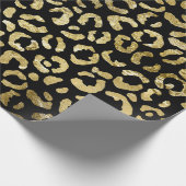 Luxe Glam Gold Black leopard Print Cadeaupapier (Hoek)
