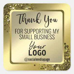Luxe Glam Gold Dank u Business Logo Vierkante Sticker