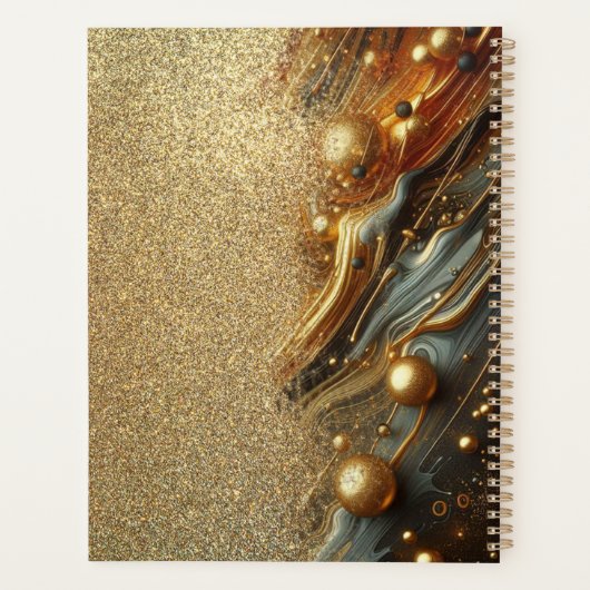 Luxe Glam Gold Glittery Marble Jaarlijks Planner (Achterkant)
