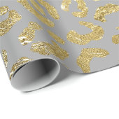 Luxe Glam Gold Grey Leopard-printer Cadeaupapier (Rol Hoek)