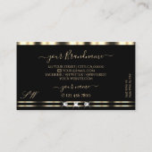 Luxe Glam Gold Initialen met zwarte mousserende di Visitekaartje (Achterkant)