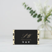 Luxe Glam Gold Initialen met zwarte mousserende di Visitekaartje (Staand voorkant)