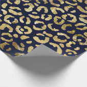 Luxe Glam Gold Navy Leopard-printer Cadeaupapier (Hoek)