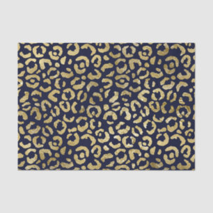 Luxe Glam Gold Navy Leopard-printer Tissuepapier