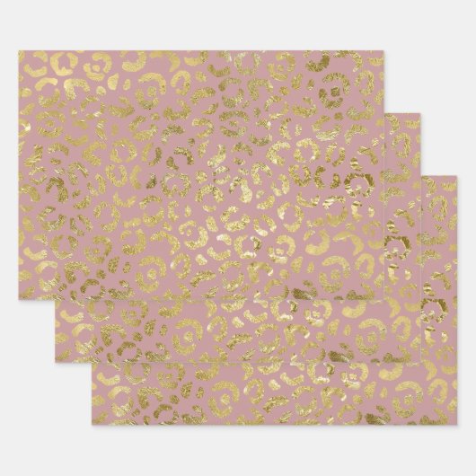 Luxe Glam Gold Pink Leopard-printer Inpakpapier Vel (Set)