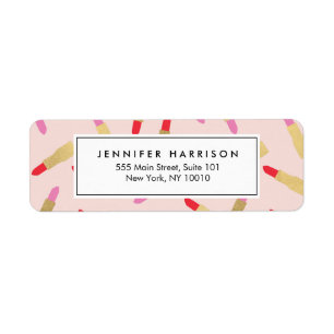 Luxe glam lipstick patroon op roze Makeup artiest Etiket