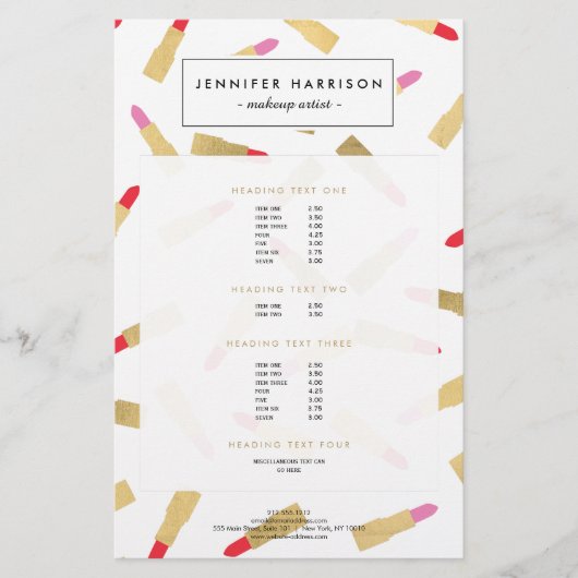 Luxe Glam Lipstick Patroon Visagist Flyer (Voorkant)