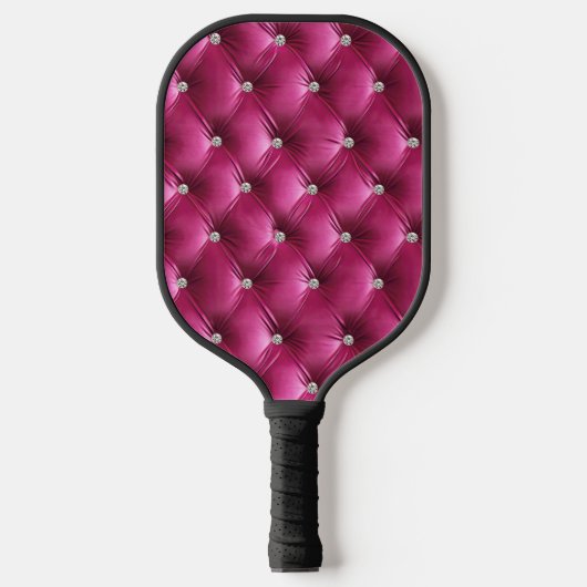 Luxe Glam Pink Faux Velvet Pickleball Paddle (Voorkant)