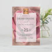 Luxe glam roos schoonheidssalon grand opening kaart (Staand voorkant)
