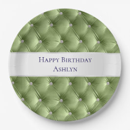 Luxe Glam Sage Green Faux Velvet Papieren Bordje