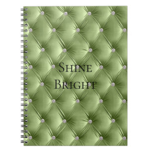 Luxe Glam Warm Sage Green Faux Velvet Notitieboek