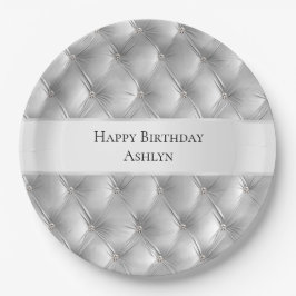 Luxe Glam Zacht Grijs Nepfluwelen Papieren Bordje