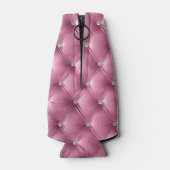 Luxe Glam Zacht Roze Faux Velvet Kerstmis Flesjeskoeler (Achterkant)