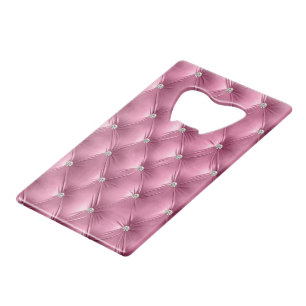 Luxe Glam Zacht Roze Nep Fluwelen Kerst Kredietkaart Flessenopener