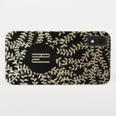 Luxe Glam Zwart en Goud Bloemen Wervelingen Monogr Case-Mate iPhone Case (Achterkant (horizontaal))