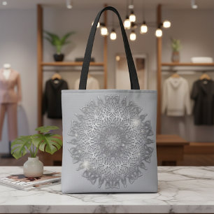 Luxe glanzend zilveren metalen gloeiende Mandala Draagtas