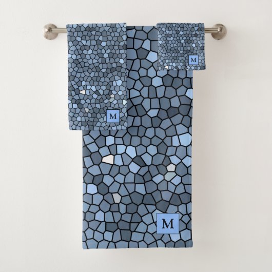 Luxe Glas in lood Blue Silver Bad Handdoek (Insitu)