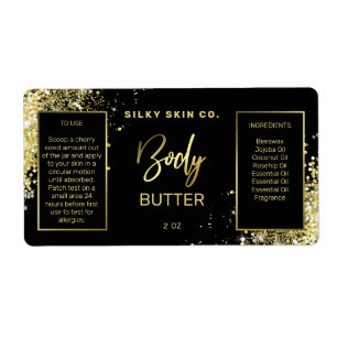 Luxe glazen zwarte en goudkleurige Butter-labels Etiket