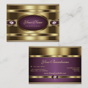 Luxe Glinsterende Gouden en Paarse Glitzy Strass Visitekaartje
