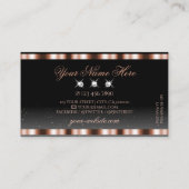 Luxe glinsterende Rozen gouden zwarte mousserende  Visitekaartje (Achterkant)