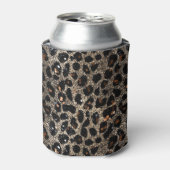 Luxe Glitter Bruin Zwart Goud Luipaard Patroon Blikjeskoeler (Blikje Voorkant)