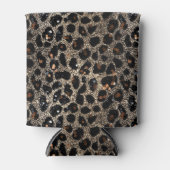 Luxe Glitter Bruin Zwart Goud Luipaard Patroon Blikjeskoeler (Voorkant)
