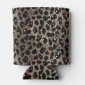 Luxe Glitter Bruin Zwart Goud Luipaard Patroon Blikjeskoeler (Achterkant)