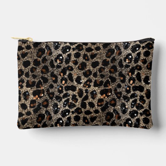 Luxe Glitter Bruin Zwart Goud Luipaard Patroon Etui (Voorkant)