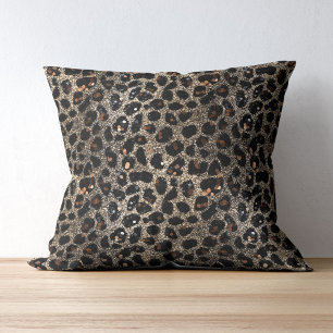 Luxe Glitter Bruin Zwart Goud Luipaardprint Kussen