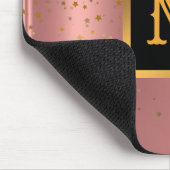 Luxe Glitter Gold Pink Stars Monogramed Muismat (Hoek)