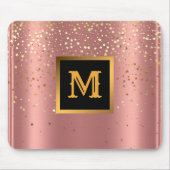 Luxe Glitter Gold Pink Stars Monogramed Muismat (Voorkant)