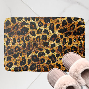 Luxe Glitter Goud Bruin Roest Luipaard Patroon Badmat