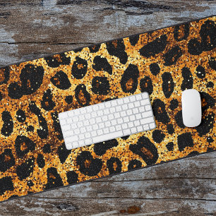 Luxe Glitter Goud Bruin Roest Luipaard Patroon Bureaumat