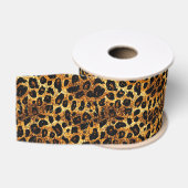 Luxe Glitter Goud Bruin Roest Luipaard Patroon Grosgrain Lint (Spoel)