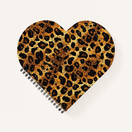 Luxe Glitter Goud Bruin Roest Luipaard Patroon Notitieboek (Voorkant)