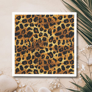 Luxe Glitter Goud Bruin Roest Luipaard Patroon Servet