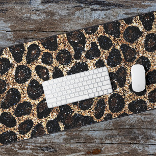 Luxe Glitter Goud Bruin Zwart Luipaard Patroon Bureaumat