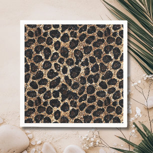 Luxe Glitter Goud Bruin Zwart Luipaard Patroon Servet